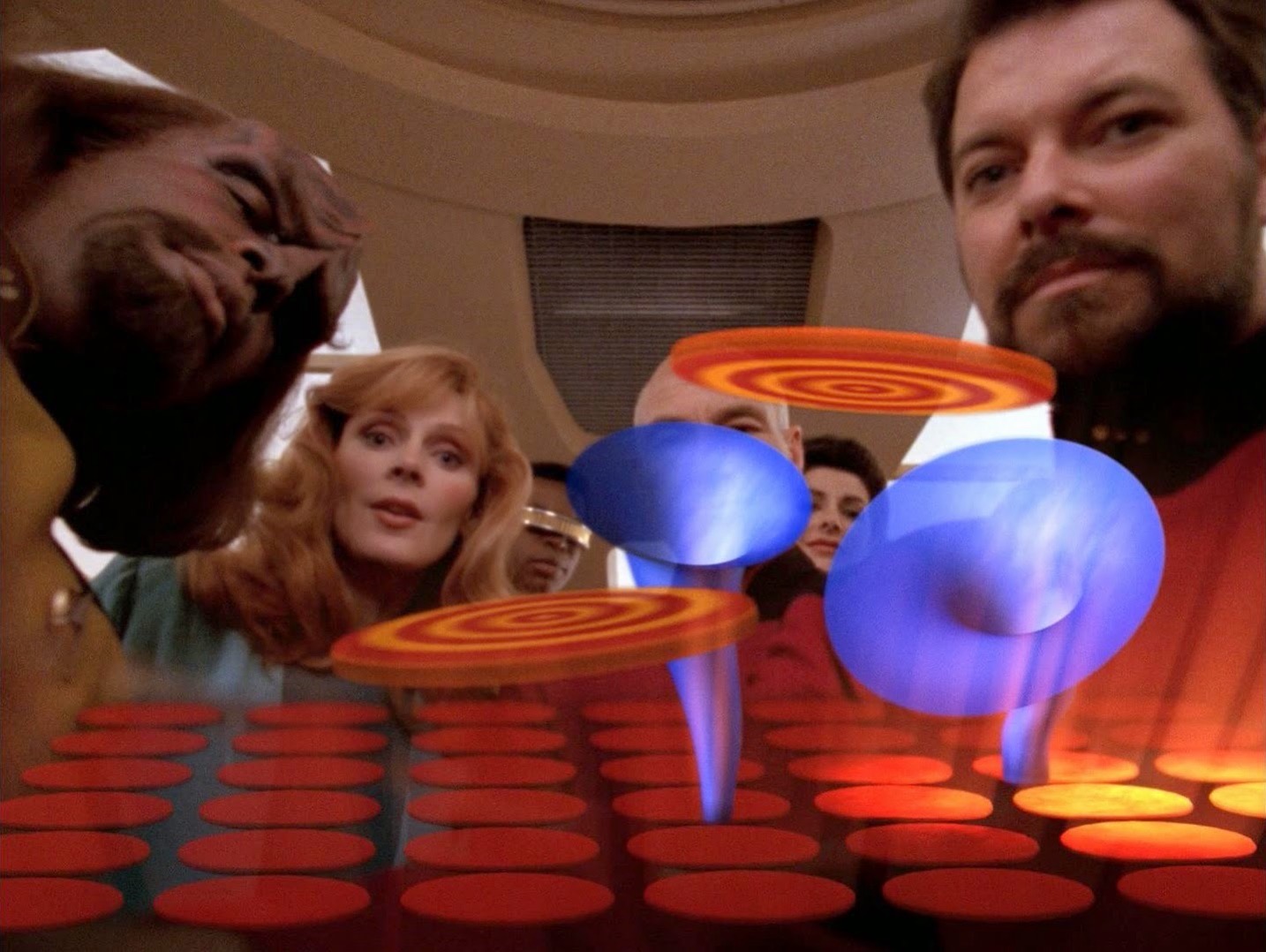 ST Next Gen crew looking at funnels with disks from The Game.jpg ST Next Gen crew looking at funnels with disks from The Game.