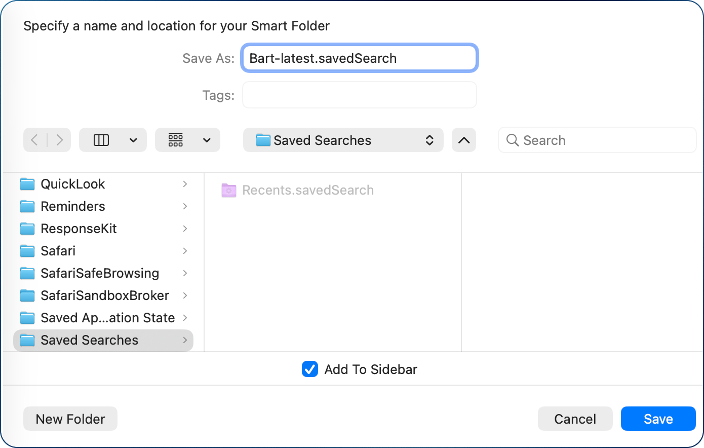 Saving Search to user library saved searches.