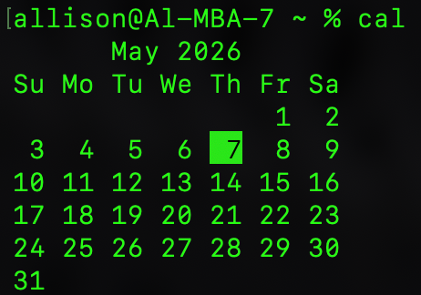 Cal showing May 2026.