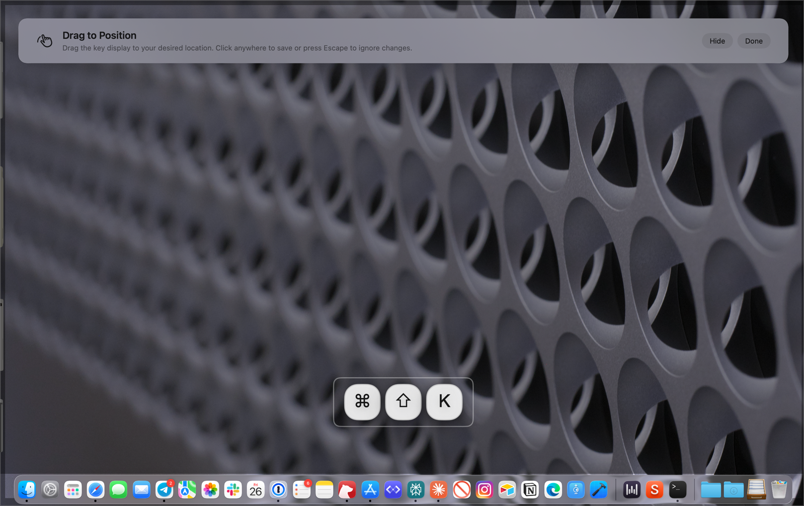 KeyScreen Drag to position keys taking over desktop.