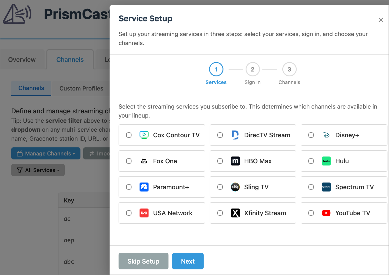 PrismCast authenticate to TV Provider.png PrismCast asking to authenticate to TV Provider.