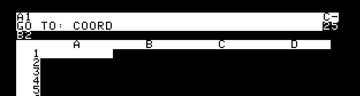 go to coordinates.png Go to coordinates in VisiCalc