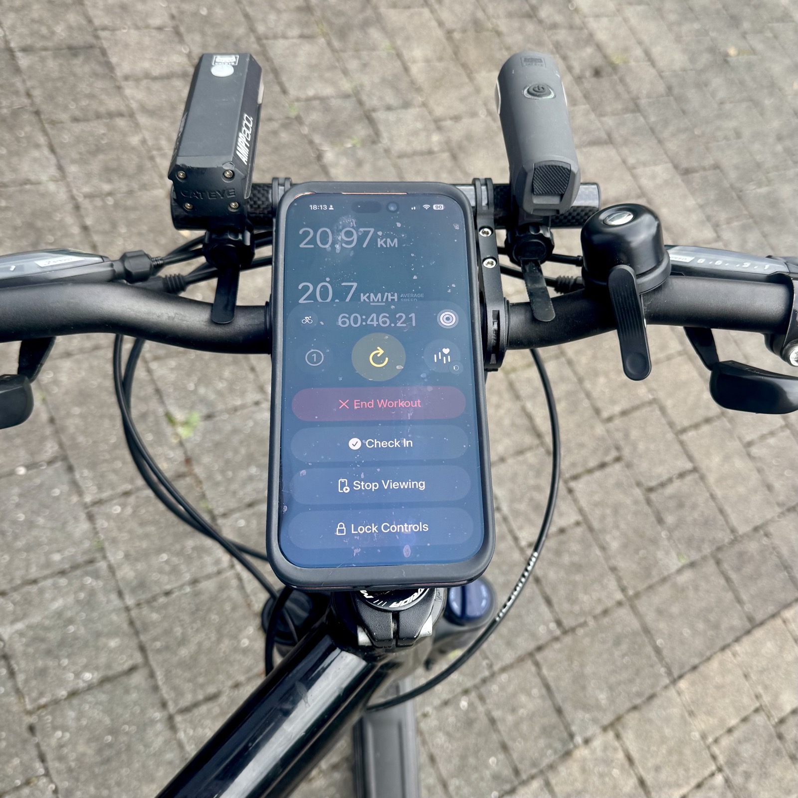 PD Universal Mount — In Use.jpeg iPhone in use as cycle computer on PD Universal Mount