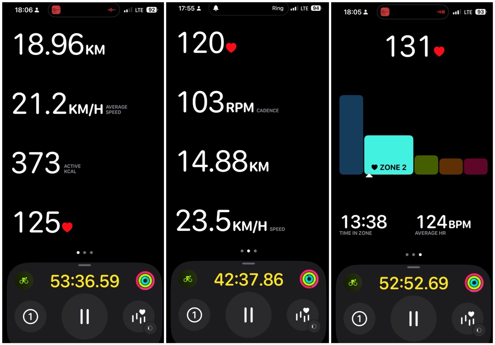 Projected Workout Views.jpg 3 Projected Workout Views of speed RPM and zone