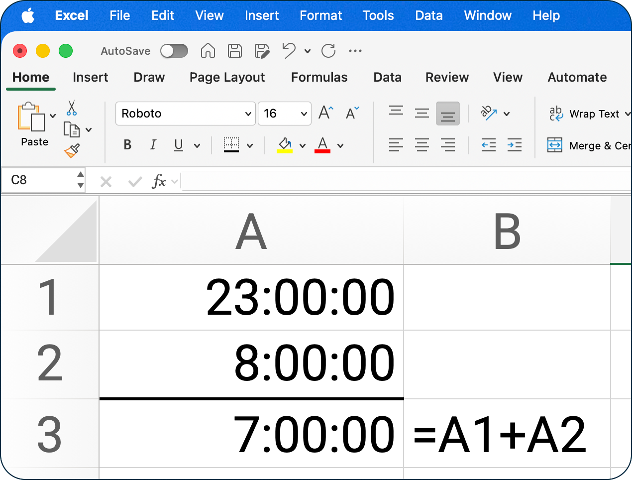 Adding 23 hrs plus 8 hrs in Excel and getting 7 hrs.