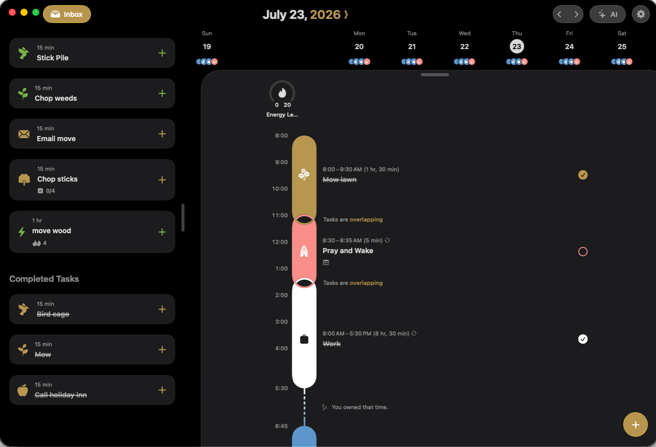 structuredMac.png Stuctured on the mac showing tasks down the left side with expected duration and a vertical timeline on the right.