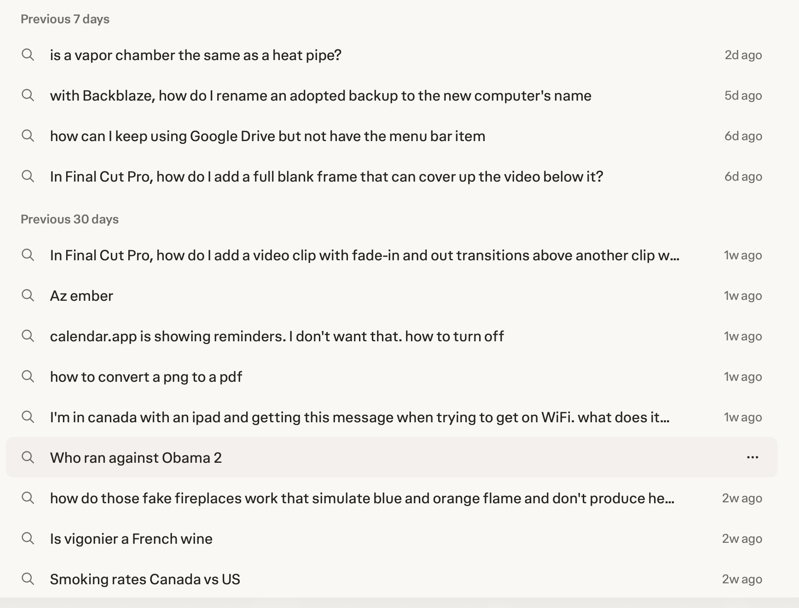Perplexity recent queries.png Perplexity recent queries.