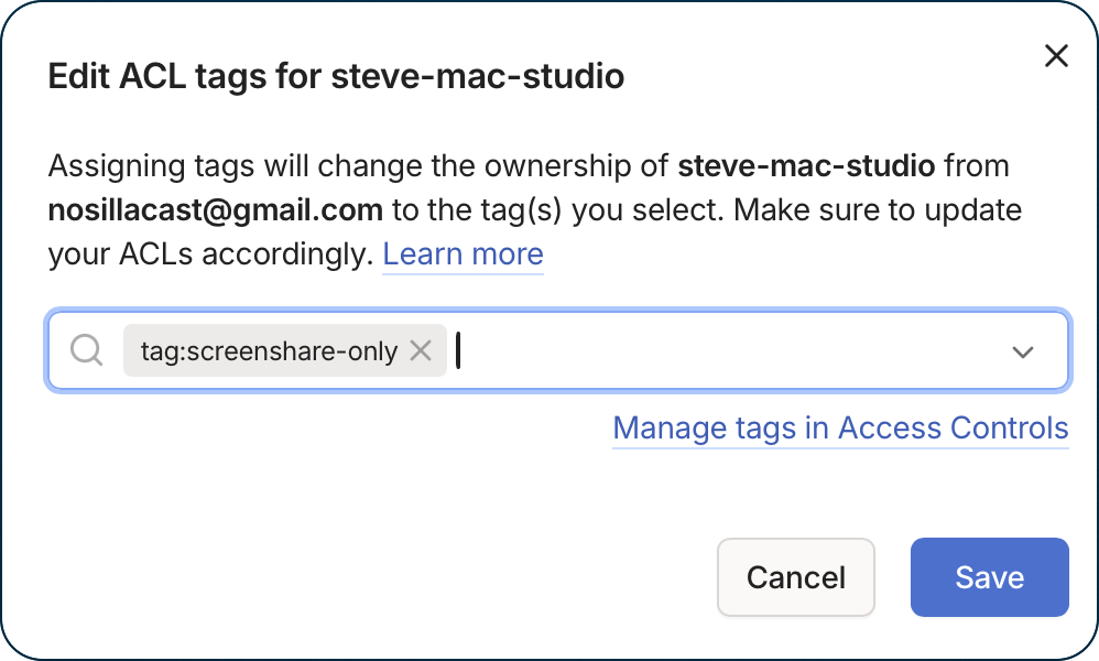 Adding an ACL tag to Steve's Mac Studio.png Adding an ACL tag to Steve's Mac Studio.