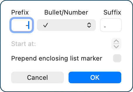Bullets adding prefix and suffix.png Bullets adding prefix and suffix.