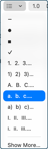 Bullets dropdown.png Bullets dropdown.