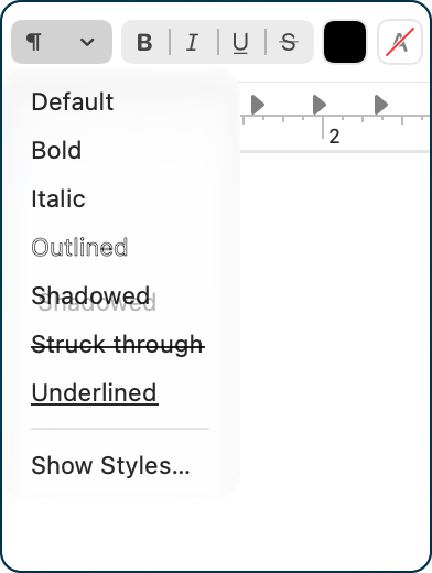 Paragraph Styles dropdown menu.png Paragraph Styles dropdown menu.