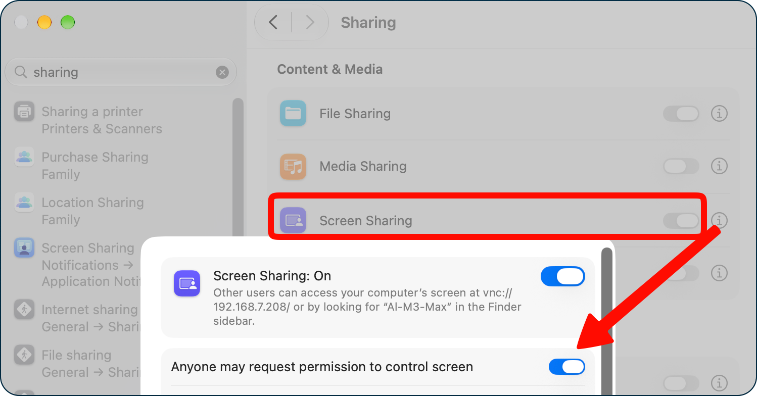 Request permission to control screen.png Toggle on anyone may request permission to control screen.