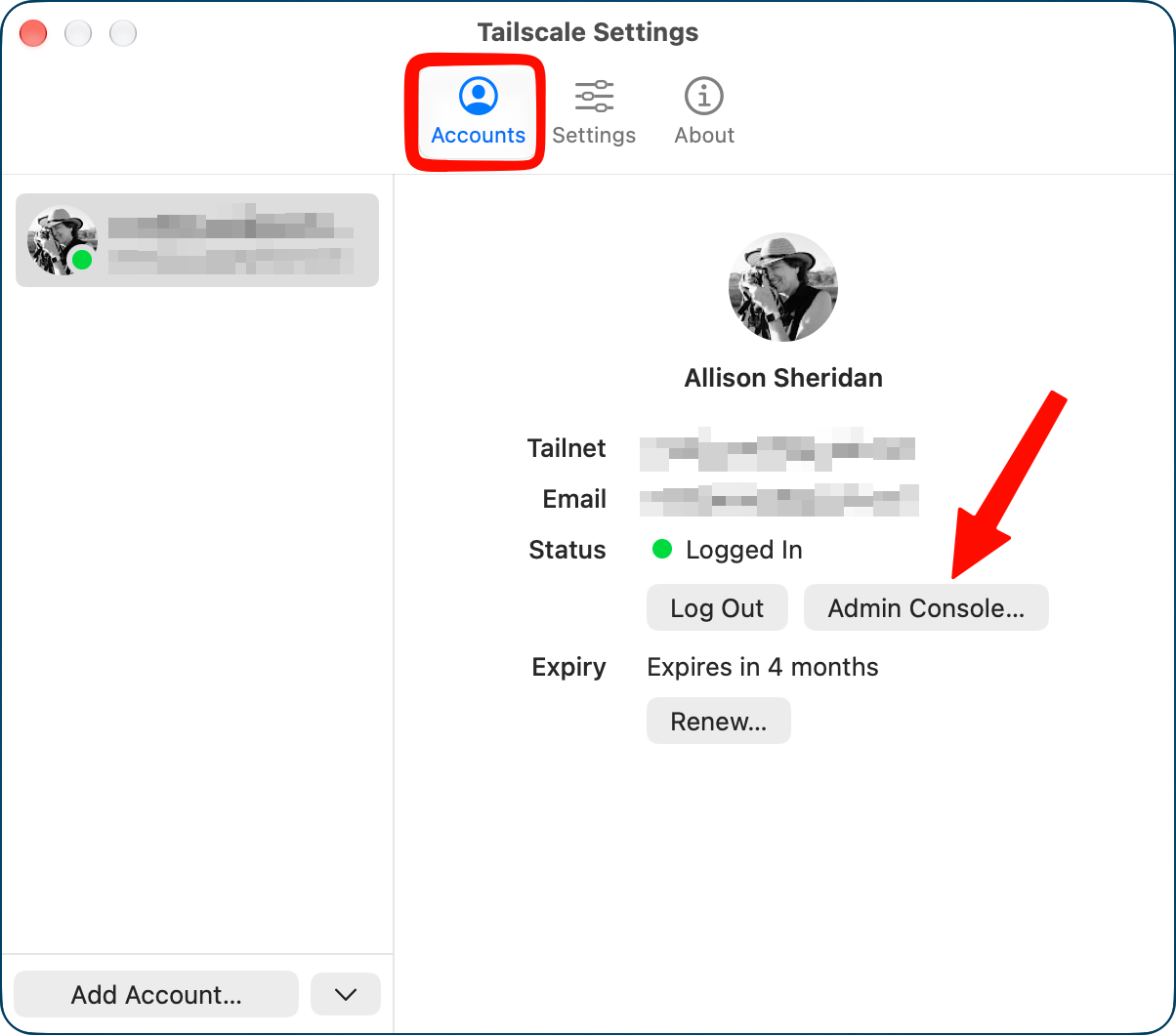 Tailscale Settings pointing to General and then Admin Console.png Tailscale Settings pointing to General and then Admin Console.