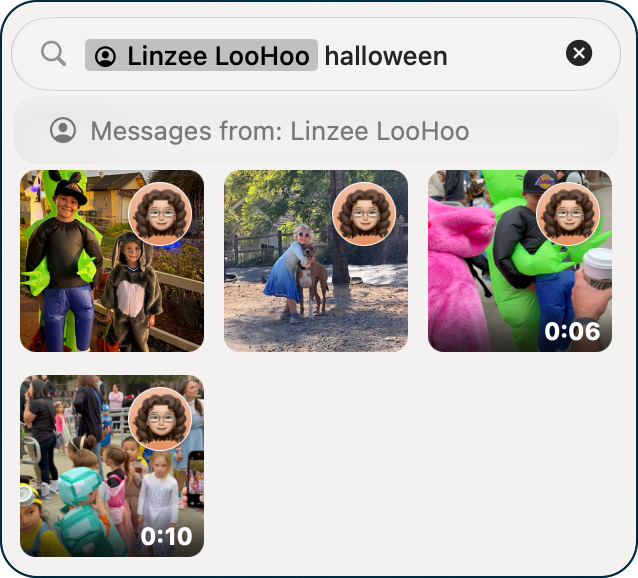 halloween search in Messages with Lindsay shows 4 media files.png Halloween search in Messages with Lindsay shows 4 media files.